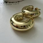 Anthropologie Gold Plated Lightweight Earrings Chunky Hoop Stainless Steel Womens Jewelry Photo 3
