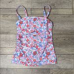Slim Cover Square Tankini Set Floral Blue and Pink Photo 3