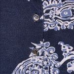 INC  Navy Paisley Cardigan with Rhinestone Buttons Photo 1