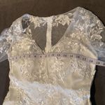 Women’s Long Sleeve Wedding Dress Lace Appliqué Zip Up Back with Train Size 12 Photo 13