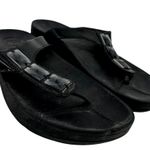 FitFlop  Pietra Rhinestone Thong Sandal Slip On Soft Comfort Wedge Casual Black 9 Photo 0