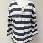 Maybe Baby Striped Lace up Sweatshirt L White Size L Photo 0