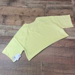 BP  NEW Women's Yellow Smiley Face Fleece Cropped Short Sleeve Sweatshirt Sz S Photo 3
