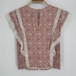 MISA Los Angeles ‎ Nilu Top Small Pink Washed Tile Print Lace Trim Boho Blouse Photo 8