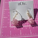 Noir earrings gold tone pink tiger eyes beaded ball drops white pearls tassel Photo 5