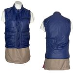 VINTAGE Vest 70s Style By Martini Navy Blue Snap Front Pockets Size Small Photo 10
