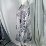 Peck & Peck  Open Front Blazer Jacket L Gray Paisley‎ Floral Button Career Boho Photo 7