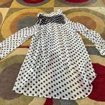Blu Pepper Sheer Black and White Polka Dot Cold Shoulder Button Down High Low S Photo 4