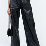 Princess Polly Lista Faux Leather Elastic Pocket Pants Black Photo 0