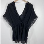 Topshop  Black Crochet‎ Lace Trim Kaftan Swim Cover Up Beach Resort Wear Medium Photo 1
