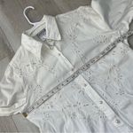 Vintage Beaded Shirt cotton eyelet button up women White large bohemian romantic Photo 2