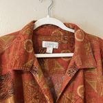 Christopher & Banks Orange Boho Citrus Retro 70s Jacket Linen Cotton Hippie Art To Wear Laganlook 1X Photo 2