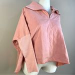 BiBi Oversized Quilted High Low Quarter Zip Long Sleeve Sweatshirt Medium Salmon Pink Photo 1