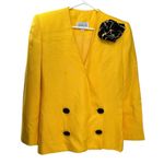 Fernando Pena Vintage Yellow Blazer Over Sized 1980s Size 6 Linen Photo 1