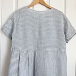 Lintico Morgan 100% Linen Striped Short Sleeve Midi Dress Boho Lagenlook Size S Blue Photo 8