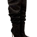 Good American black suede over the knee slouch boot | knee high boots Photo 0