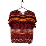 Cappagallo Sport Vintage 90’s Blouse Western Southwestern Tribal Print Size 8 Brown Photo 1