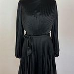 DKNY  Black Pleated Tie Waist Dress Photo 0
