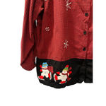 Vintage Lemon Grass Christmas Button Down Size 26 Snowmen Shirt Long Sleeve Red Photo 4