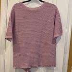 TU WOMAN PINK WITH SILVER METALLIC THREADING SHORT SLEEVE TIE IN CENTER HEM Size M Photo 5