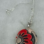 Artisan Cheryl Steveris floral handmade pendant necklace. Silver Photo 0
