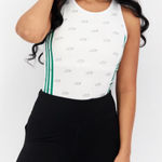 Adidas New Woman’s M.  White Bodysuit Iconic 3 Green Stripes Logo Accents Design Photo 0