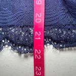 Fossil Penny Lace Dress M Bohemian Cap Sleeve V-Neck Elastic Waist Scallop Navy Photo 9