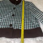 Madison Leigh Blue brown houndstooth  cropped blazer jacket coat woman’s 14w Photo 2