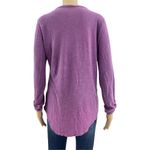 Sonoma (M) Purple Floral Embroidered Roll-Tab Sleeve Henley Tee Shirt Photo 5