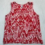 Chico's  Linen Tank Top Sleeveless Red White Print Casual‎ Summer XL READ Photo 0