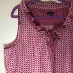 Gap Blouse Pink & Cream Patterned Sleeveless Ruffle Bow Blouse Sz XXL EUC Photo 4