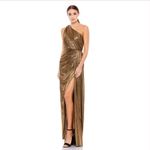 Mac Duggal  26537 Womens Draped One Shoulder Grecian Metallic Gown Dress Photo 4