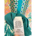 HEMANT AND NANDITA Ruffle Shift Dress in Blue Vintage Tile Green Size M Photo 7