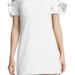 Milly NEW Womens 12 Tie Mod Dress White Cold Shoulder Wedding Bridal Elopement Photo 0