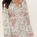Johnny Was Biya Deliza Embroidered silk Boho Tunic Blouse Large Photo 0