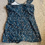 Women’s 2XL Blue Floral Swimsuit One Piece Shorts Dress Side Ruching Tank Size XXL Photo 3