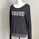 Wildfox  | Gray CHEERS! Waffle Knit Graphic Top Sz M Photo 5