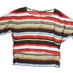 New York & Company Red and White Short Sleeve Blouse Photo 0