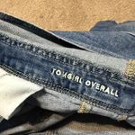 American Eagle Distressed Medium Wash Tomgirl Short Overalls Size L Photo 3