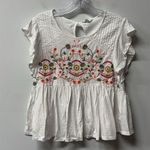 Lucky Brand Top flutter sleeve embroidered floral Babydoll Whimsical Fairy Small Photo 1
