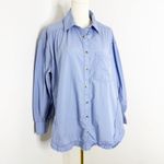 We The Free by Free People Happy Hour Solid Blue Button-Up Shirt Size Small Photo 1