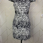 Tibi  Animal Print Leather‎ Panel Dress Black Cream Size US 2 Photo 6