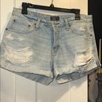 Abercrombie & Fitch Ames Distressed Low Rise Boyfriend Short In Light Wash Photo 2