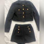 Black Cropped Jacket and Shorts Set with Gold Buttons Photo 2