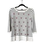 Talbots Heart Sweater Striped Nautical embroidered Valentine’s Day Size MP Photo 0