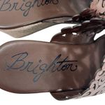 Brighton Diana Brown Leather Laser Cut Wedge Sandals Photo 3