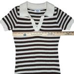 The Workshop Crocheted‎ Midi Dress S Brown Striped Collared Retro Cotton Knit Photo 6