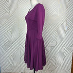 Boden Irene Fit & Flare 3/4 Sleeve Cotton Dress in Purple Size US 2R Purple Photo 7