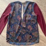 Sandro  Paris paisley print blouse size 2 navy burgundy Photo 1
