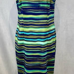 Kathie Lee Collection Vintage  blue and green abstract maxi dress size small Photo 0